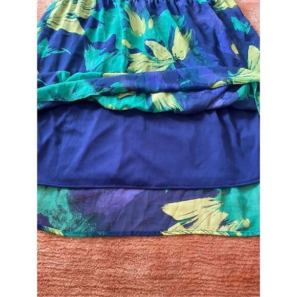 Mossimo Blue & Green Watercolor Chiffon Sleeveless Maxi Dress With Slip S - Picture 3 of 8